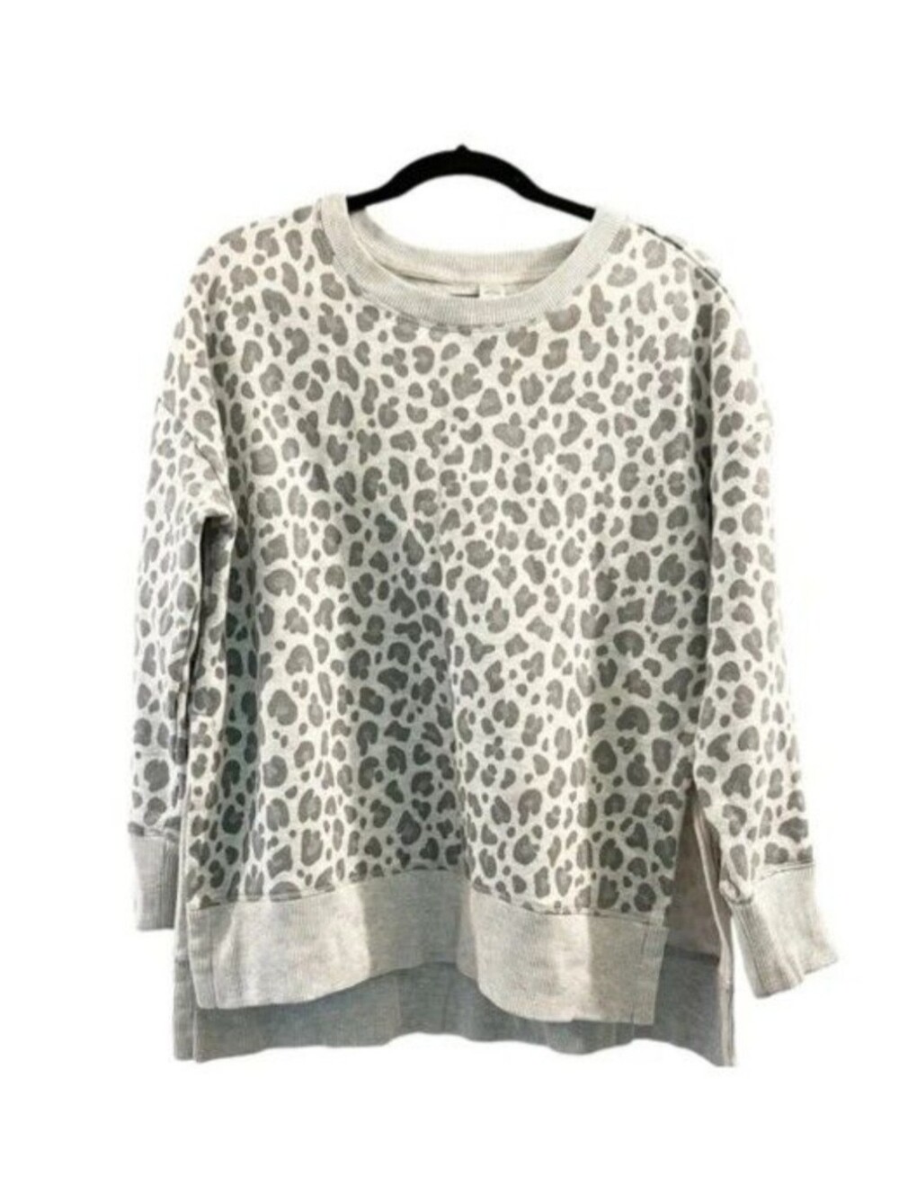 90 Degree By Reflex - Light Gray Leopard Crewneck Sweater - Size XL